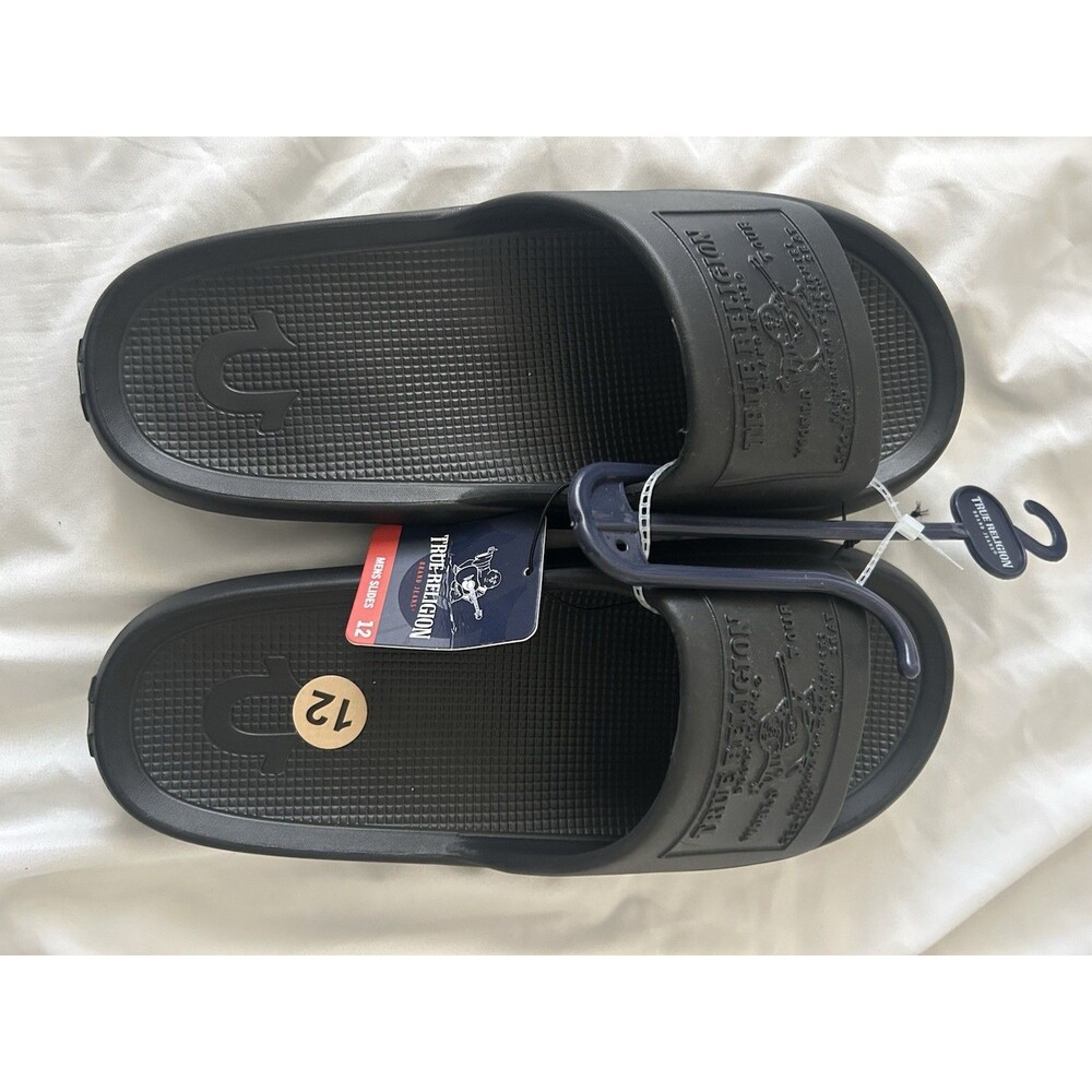 True Religion Mens Slides - Black - New - TR-Wayne-S Size 12